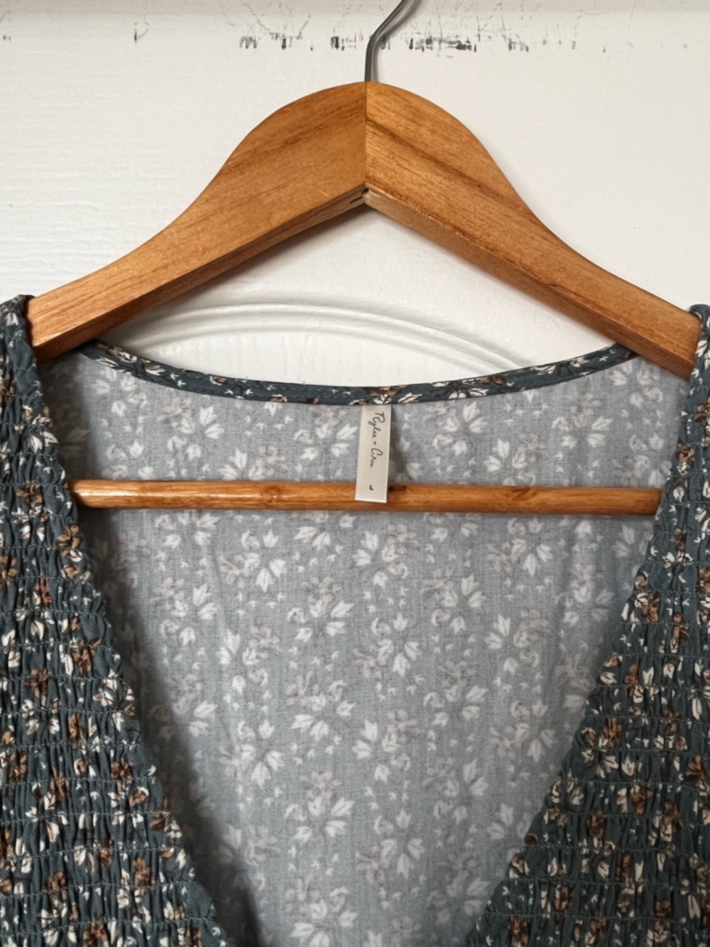 V-Neck Puff Sleeve Tiered Maxi Dress in Dusty Blue - Kate Dress Rylee + Cru - Picture 5 of 5
